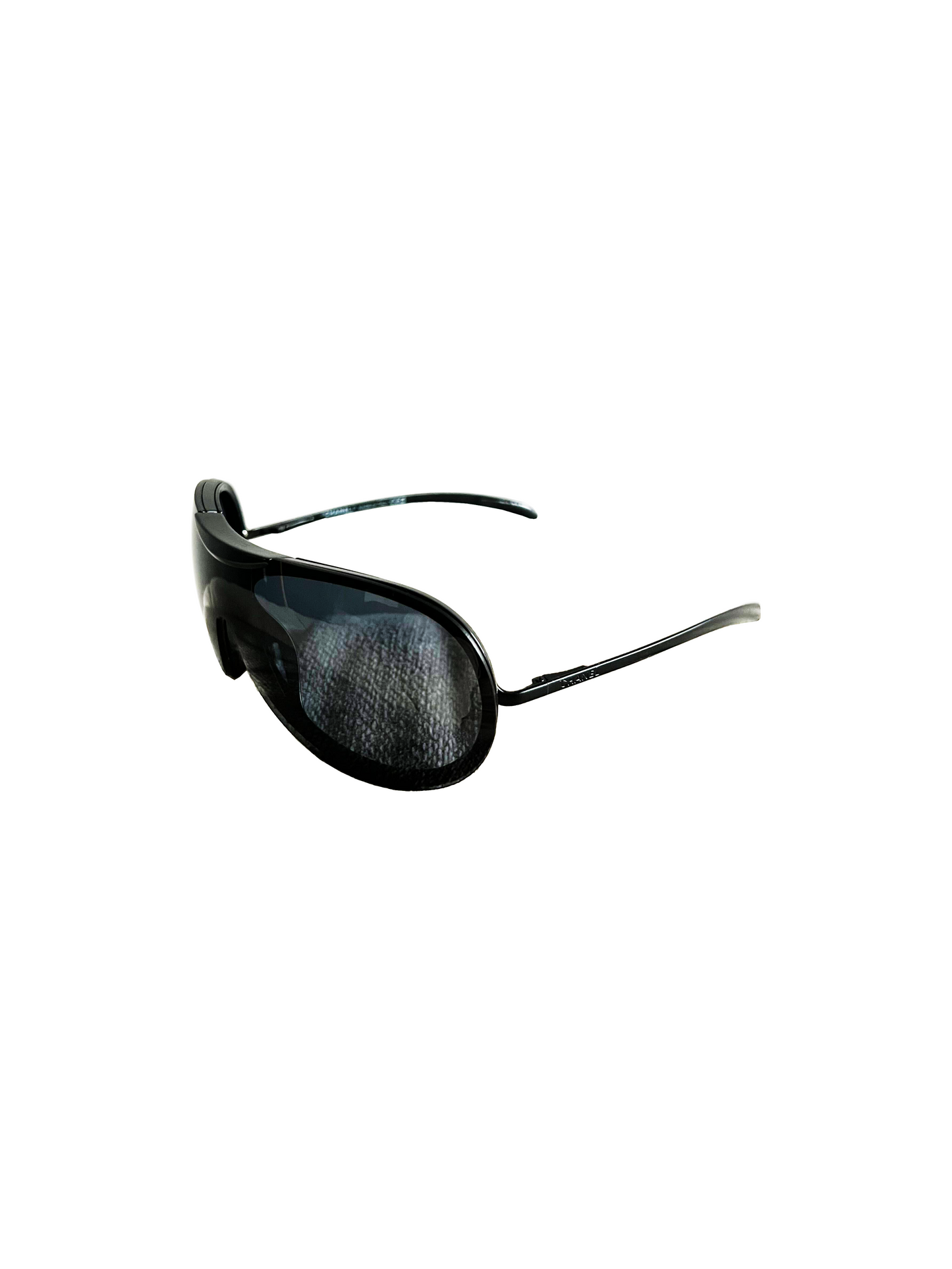 Chanel 1990s Black Sports Aviator Sunglasses