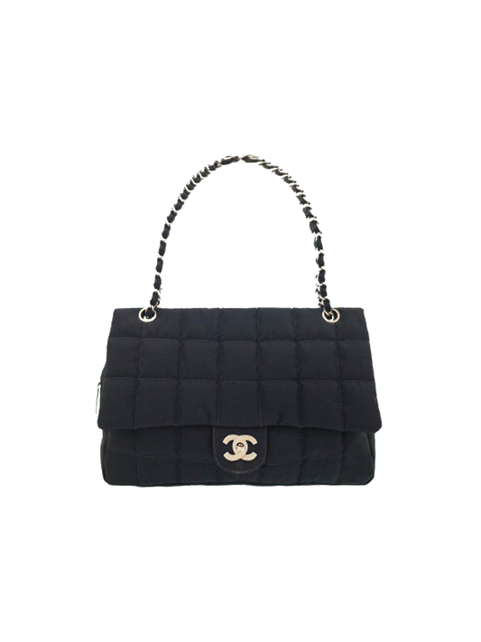 Chanel 2002 Black Nylon Chocolate Bar Bag