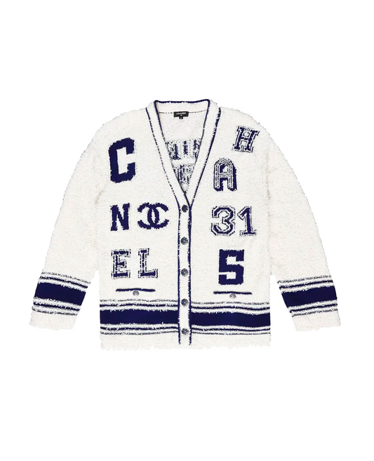 Chanel Varsity Boucle Cardigan Sweater