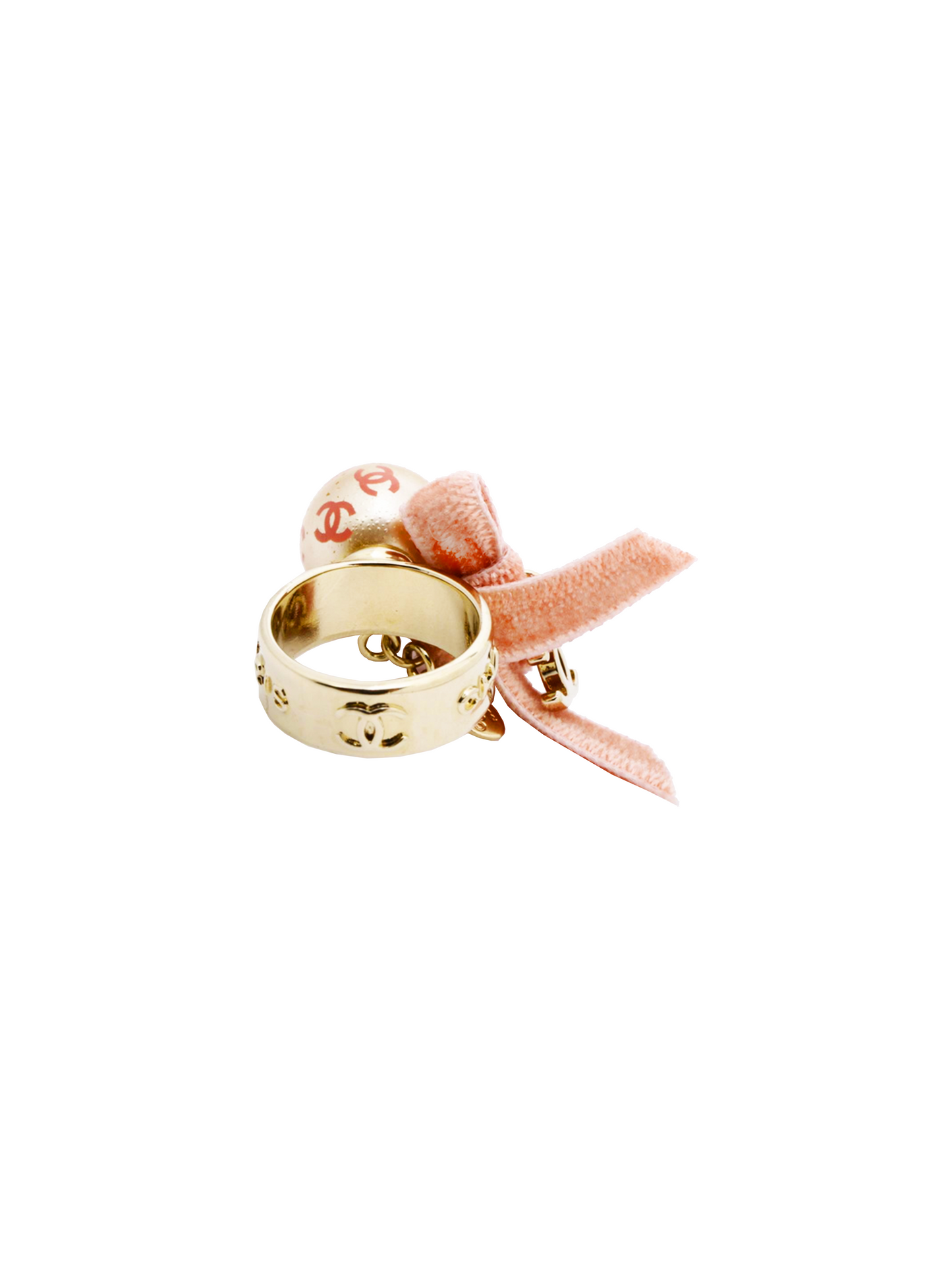Chanel 2000s Pink Velvet Bow Ring