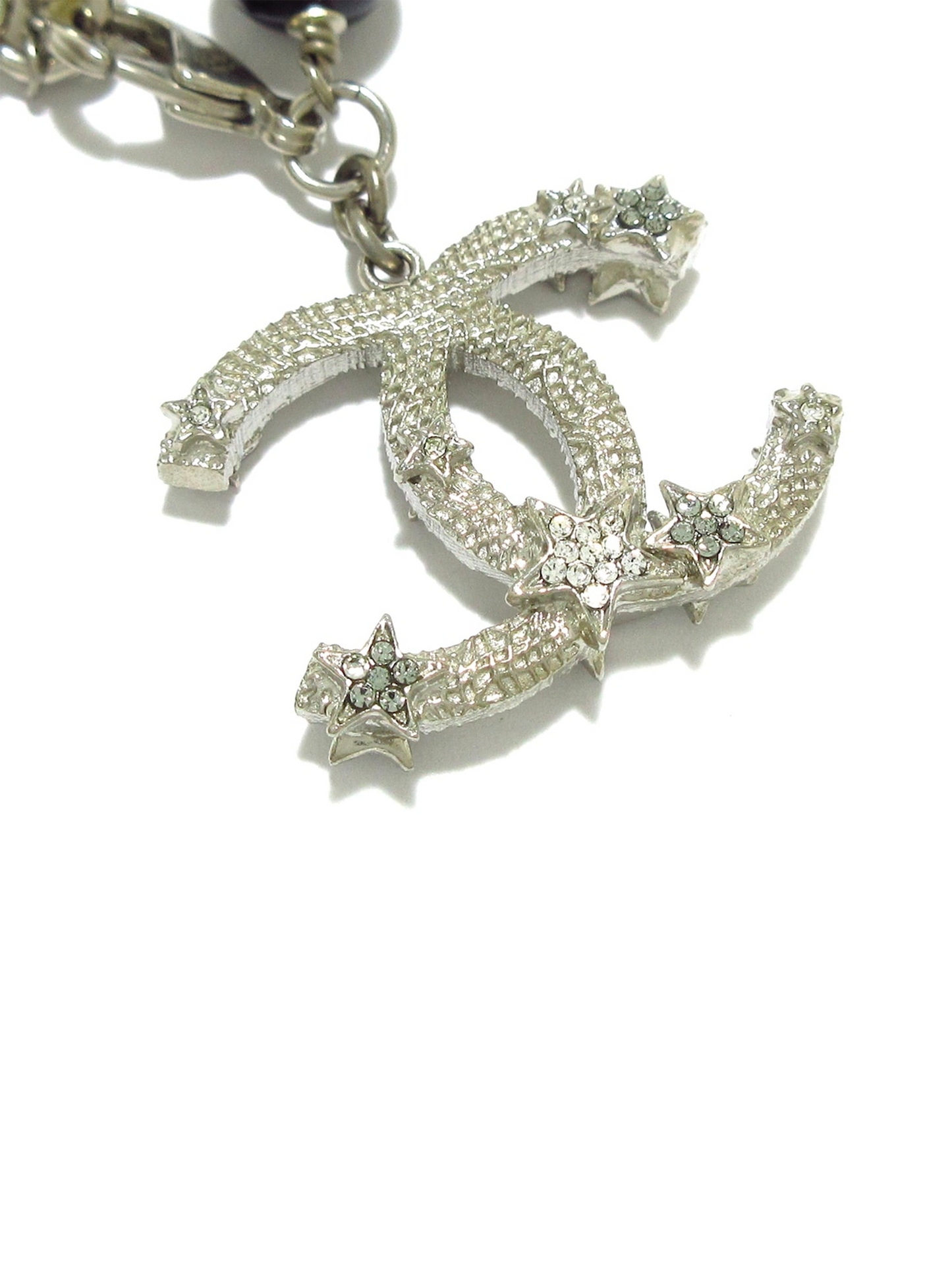 Chanel Silver Beaded Large CC Bracelet
