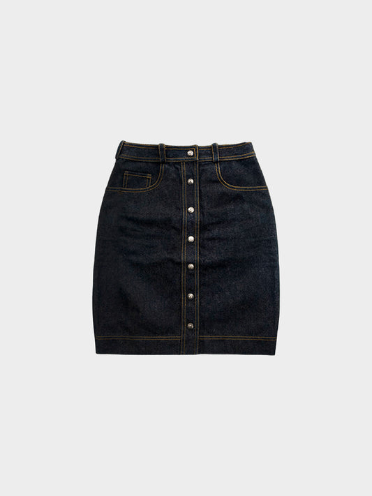Chanel 1997 Classic Denim Skirt Navy
