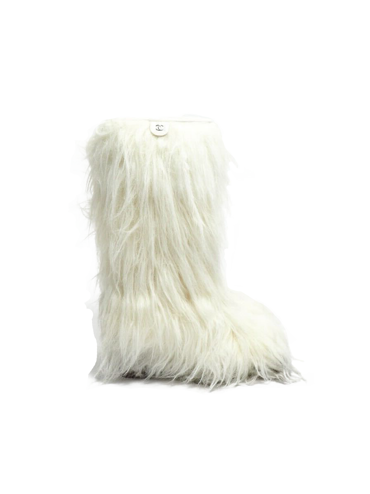 Chanel FW 2010 Rare White Fur CC Boots