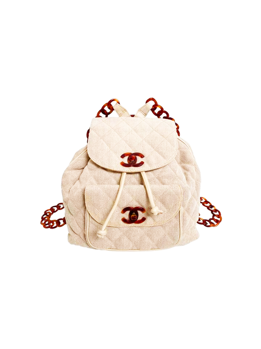 Chanel 1990s Linen Quilted Backpack