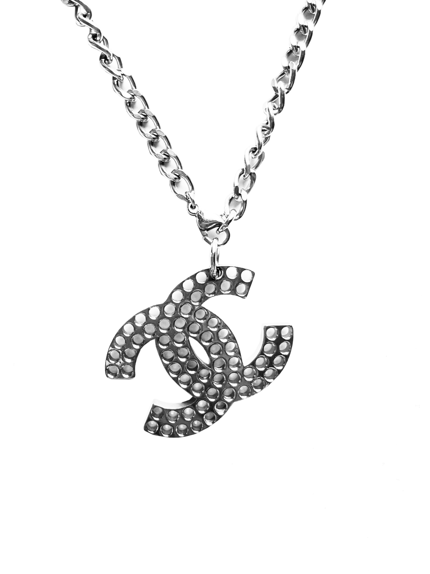 Chanel 2003 Perforated CC Logo Necklace