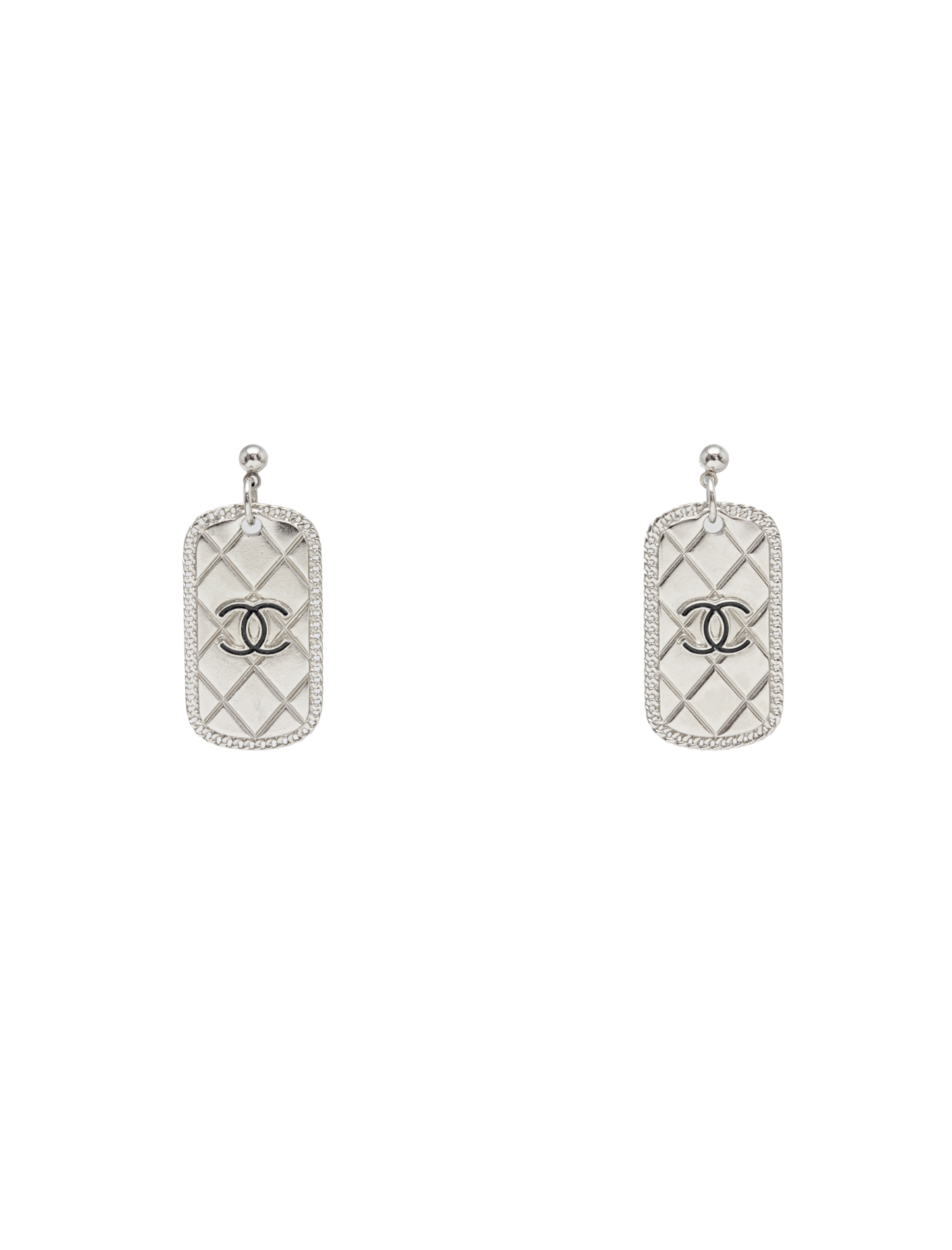 Chanel 2009 Cocomark Silver Plate Earrings