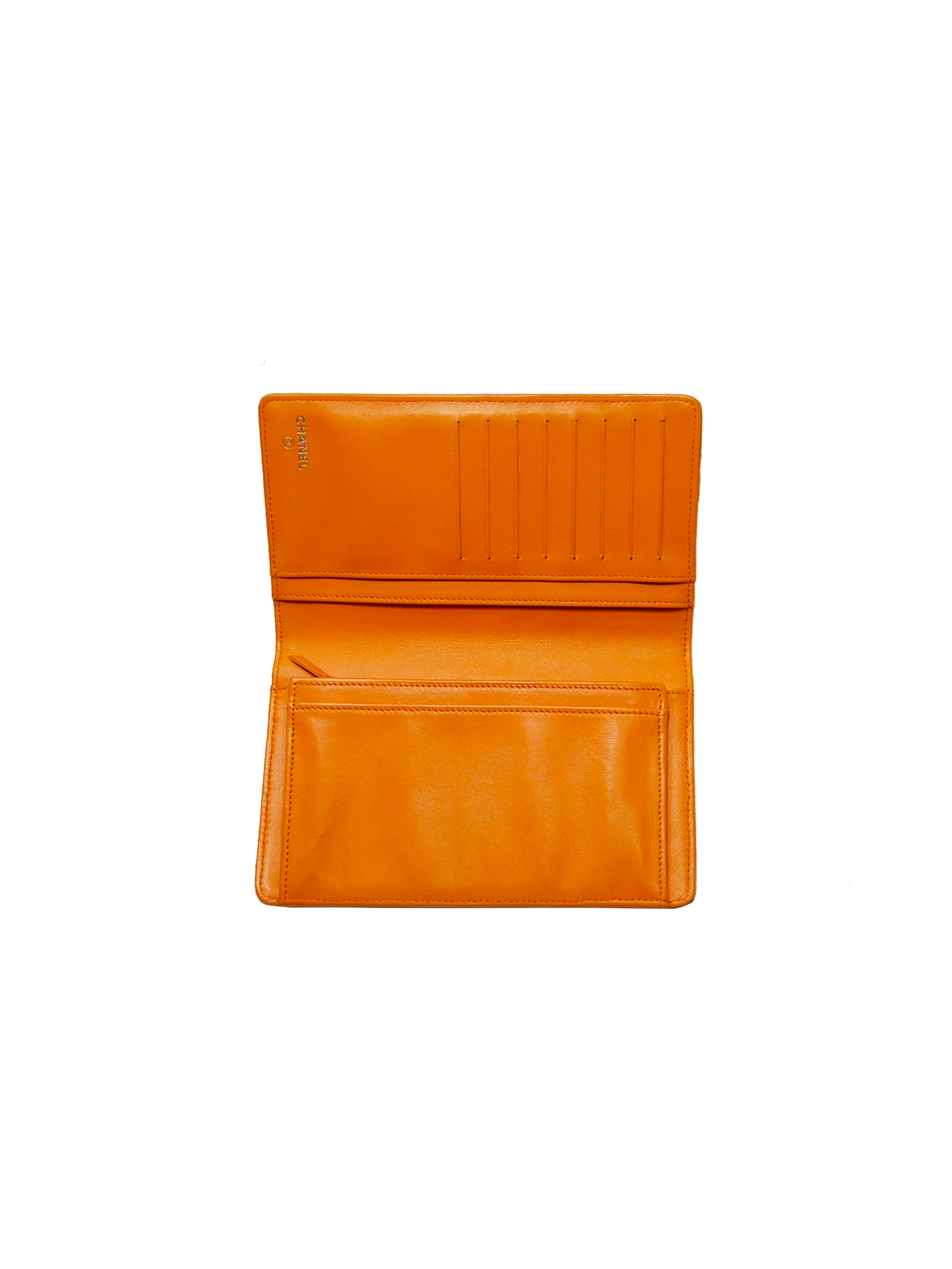 Chanel 2000s Orange Perforated Bi-Fold Wallet