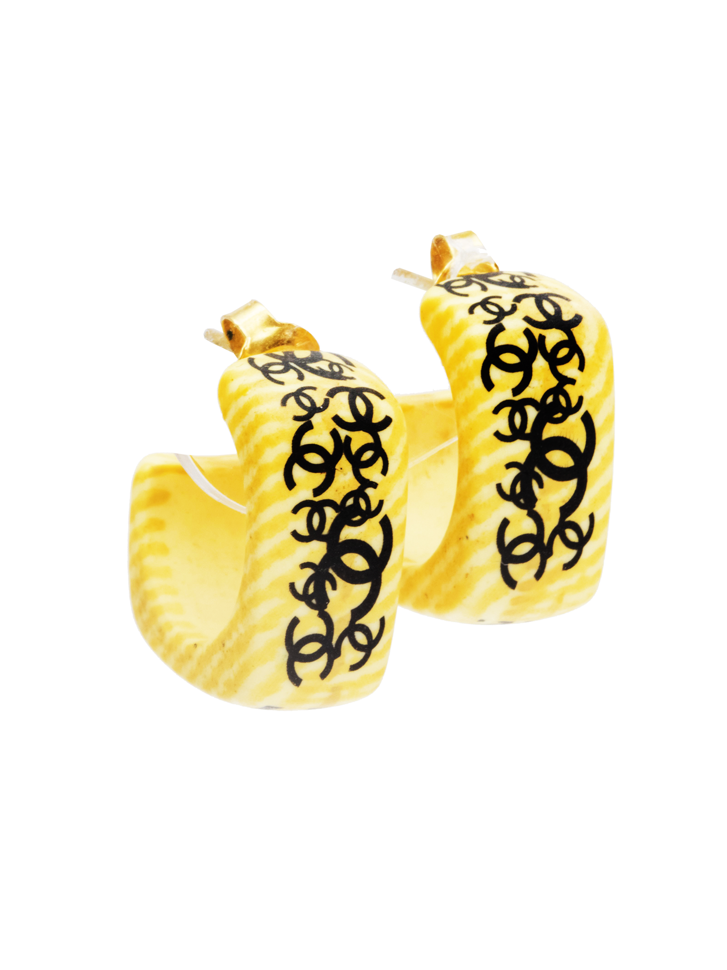 Chanel Spring 2002 Woodgrain Hoop Earrings