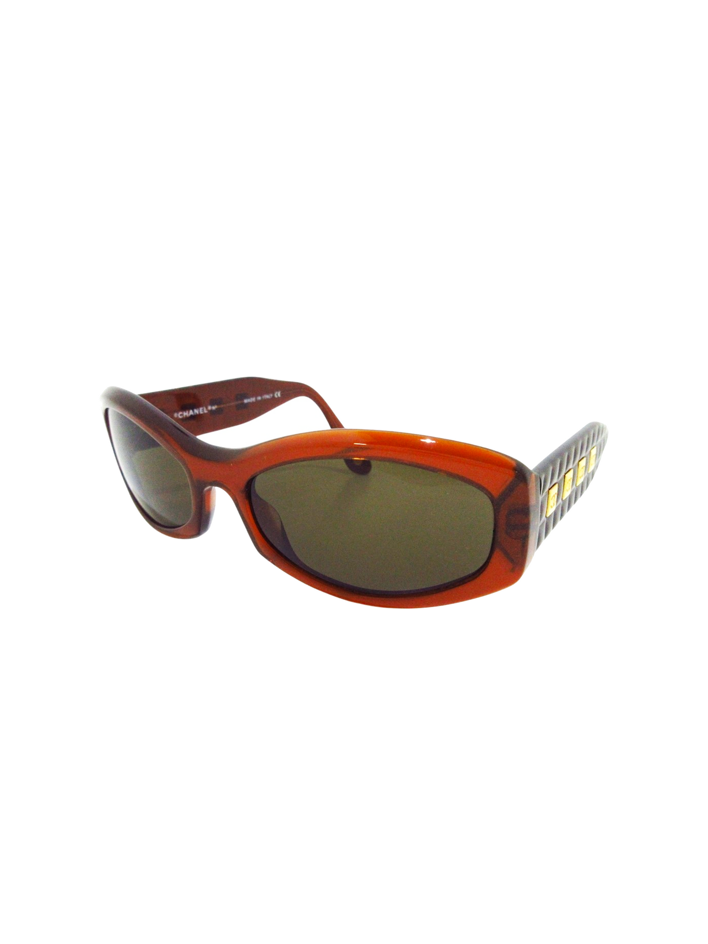 Chanel 2000s Brown Gold Charm Sunglasses