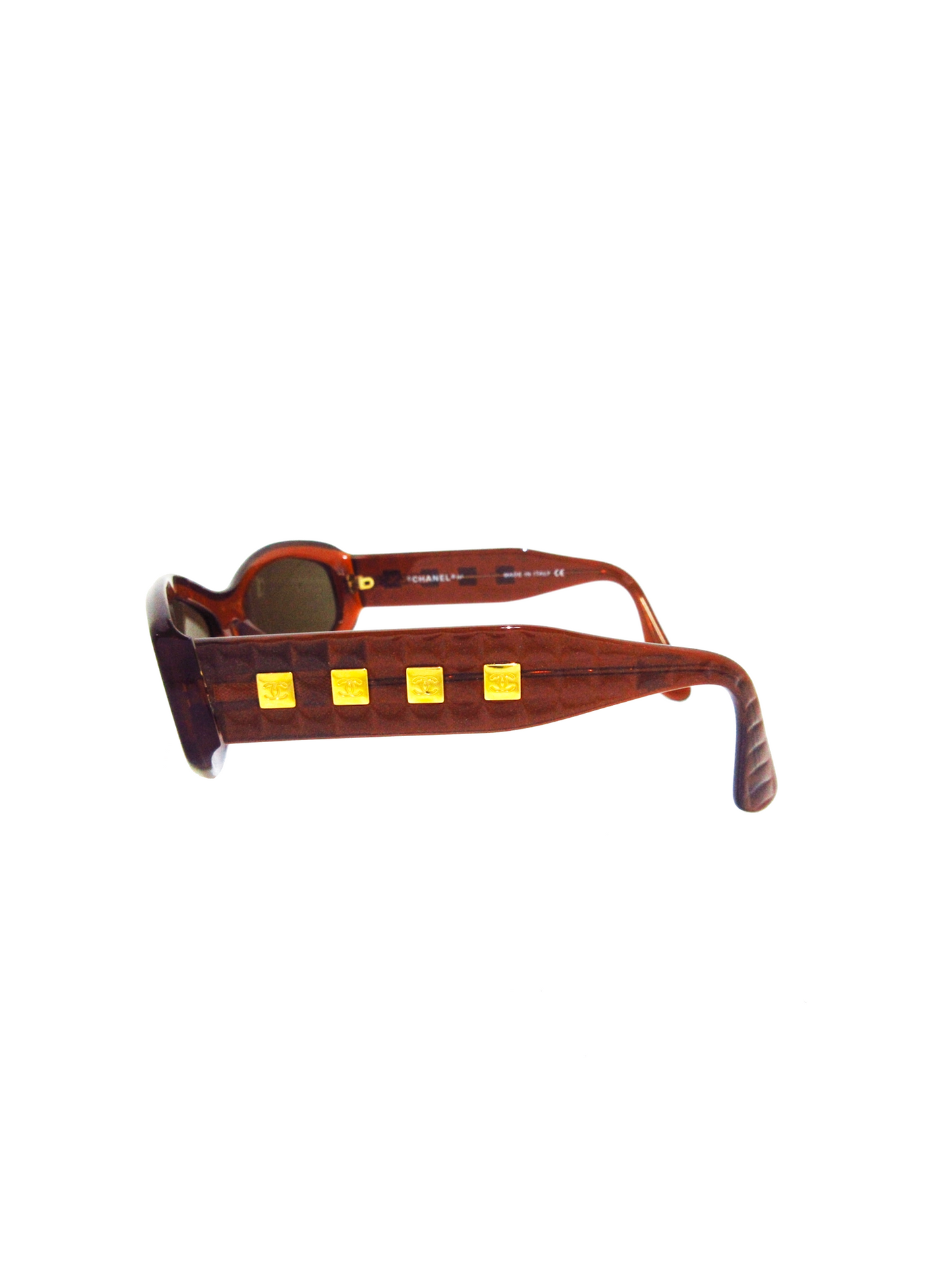 Chanel 2000s Brown Gold Charm Sunglasses