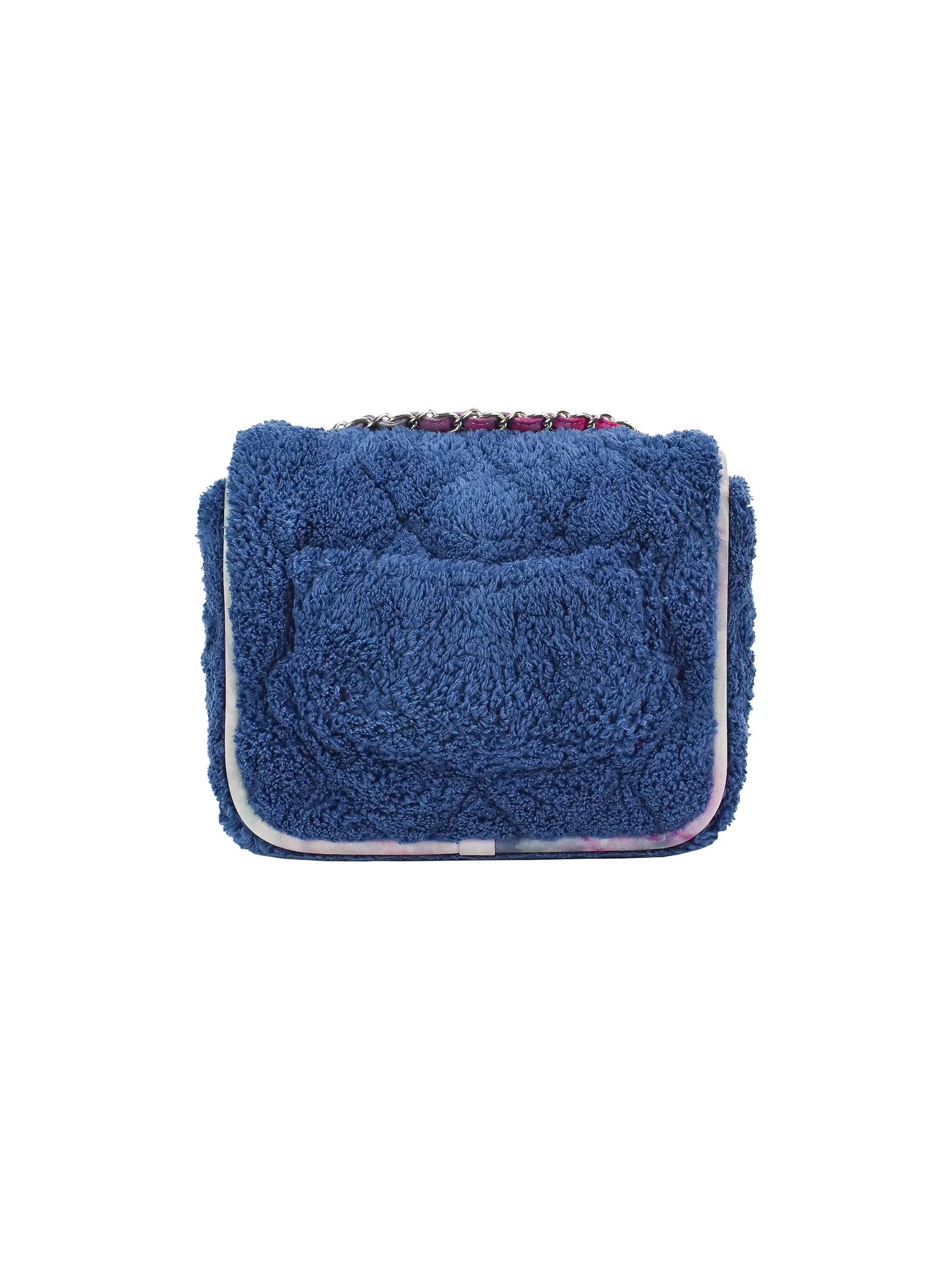 Chanel 2021 Cruise Navy Terry Square Cloth Flap Bags