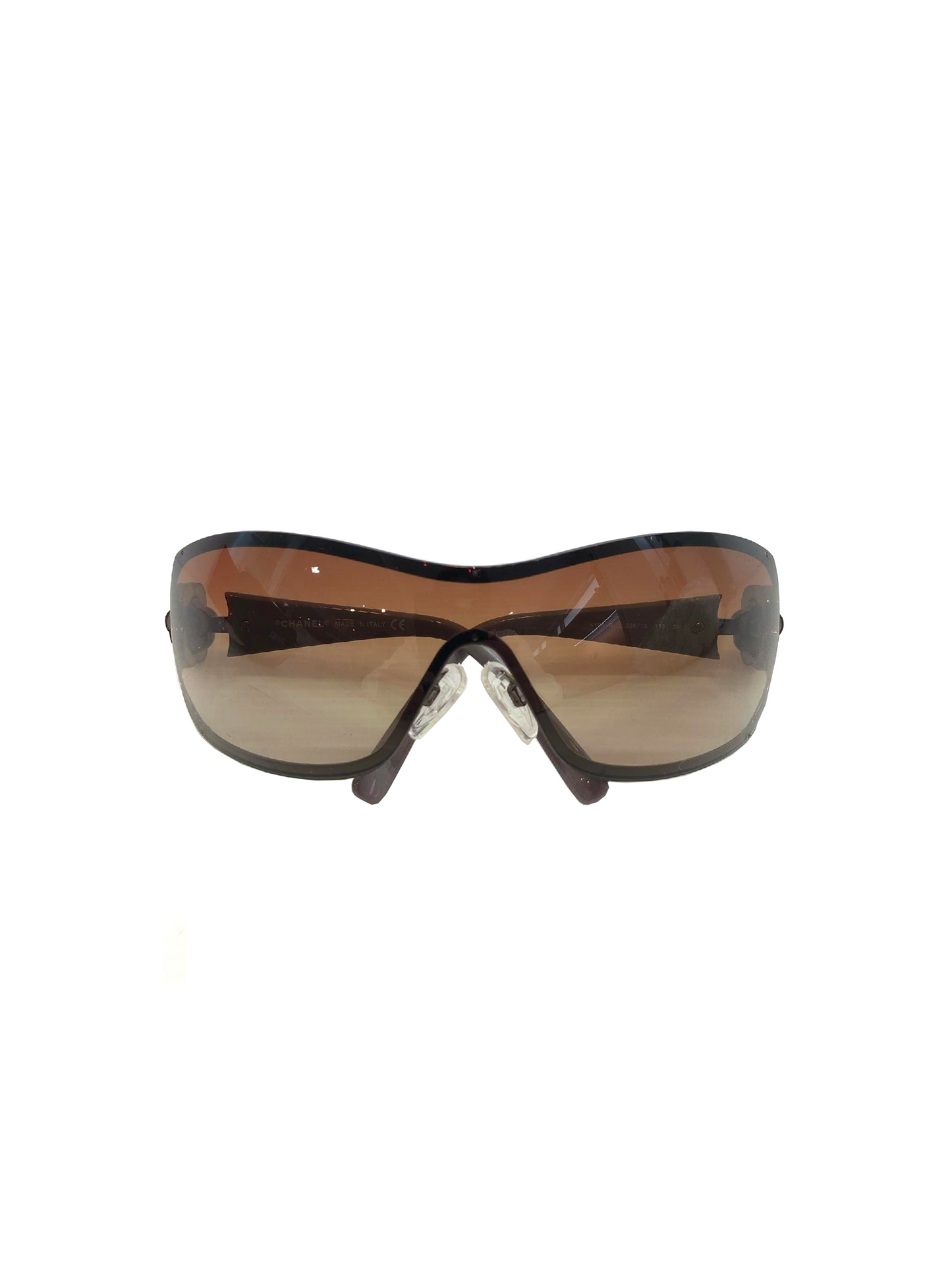 Chanel 2000s Brown Gradient Floral Rhinestone Sunglasses