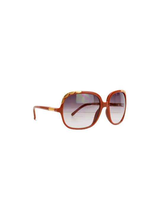 Chloé 2010s Blush and Gold Scalloped Sunglasses