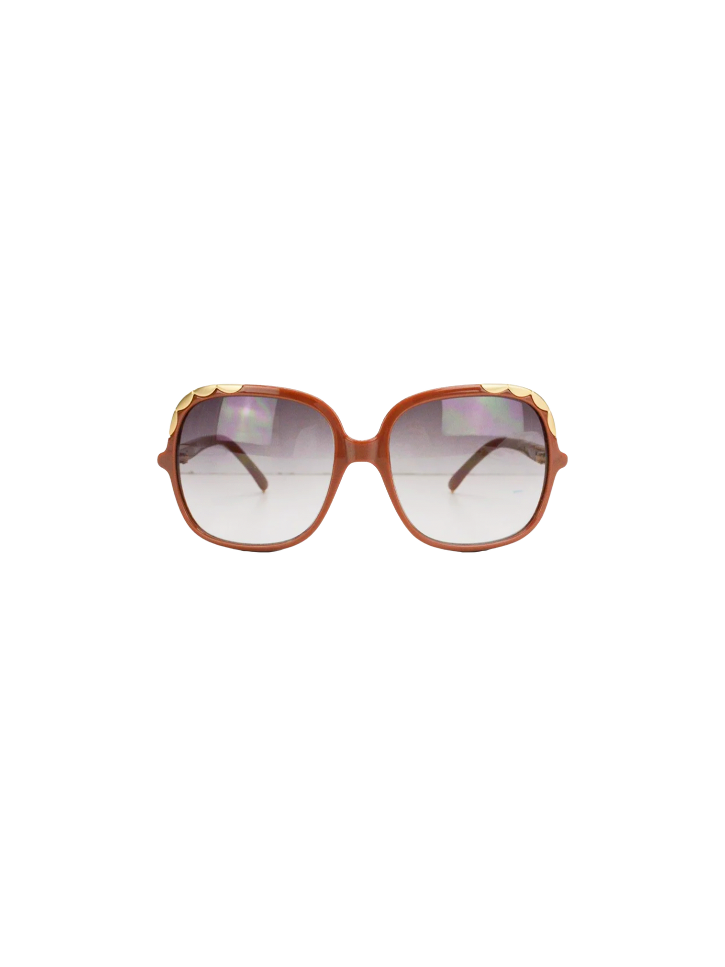 Chloé 2010s Blush and Gold Scalloped Sunglasses