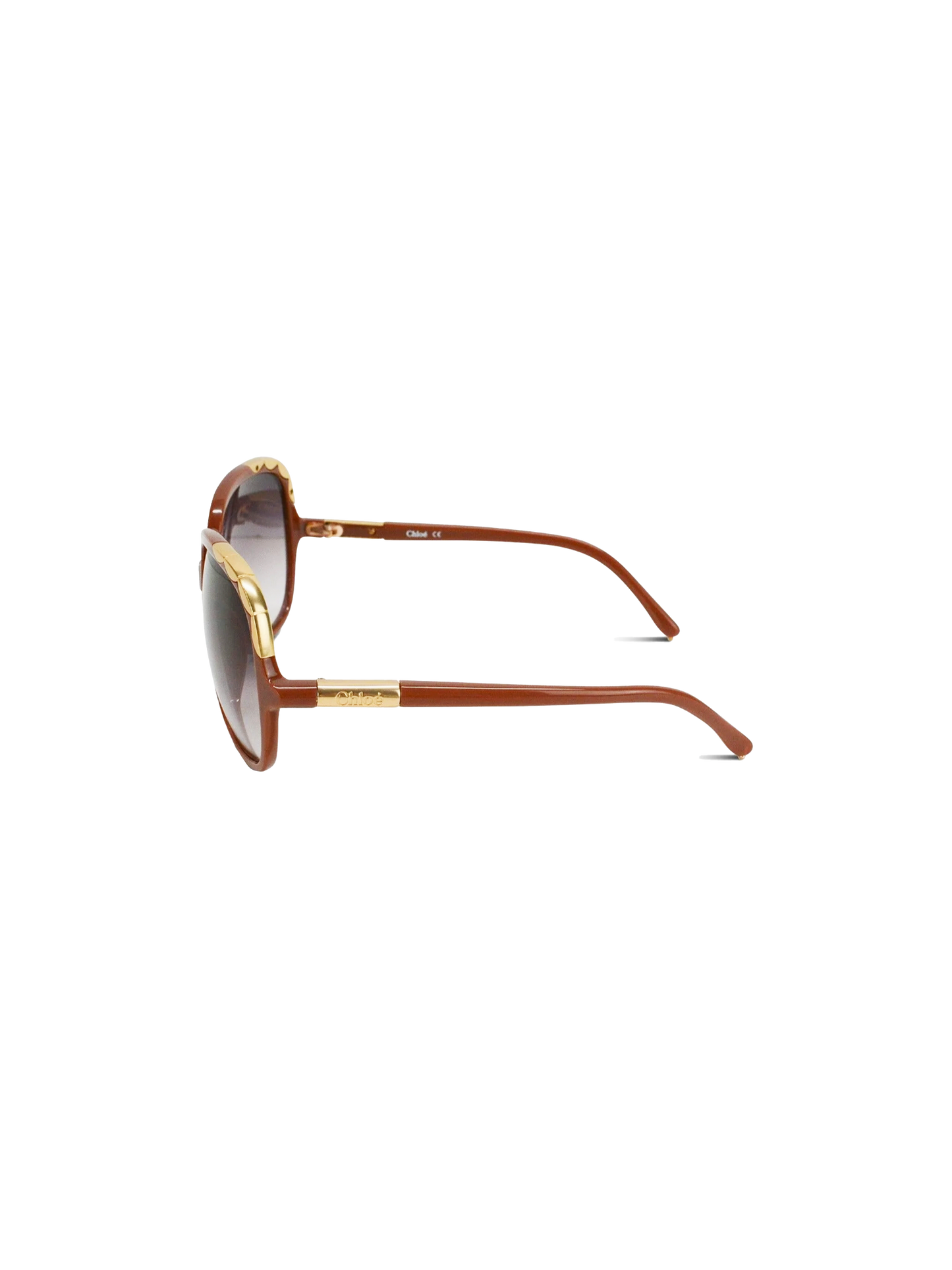 Chloé 2010s Blush and Gold Scalloped Sunglasses