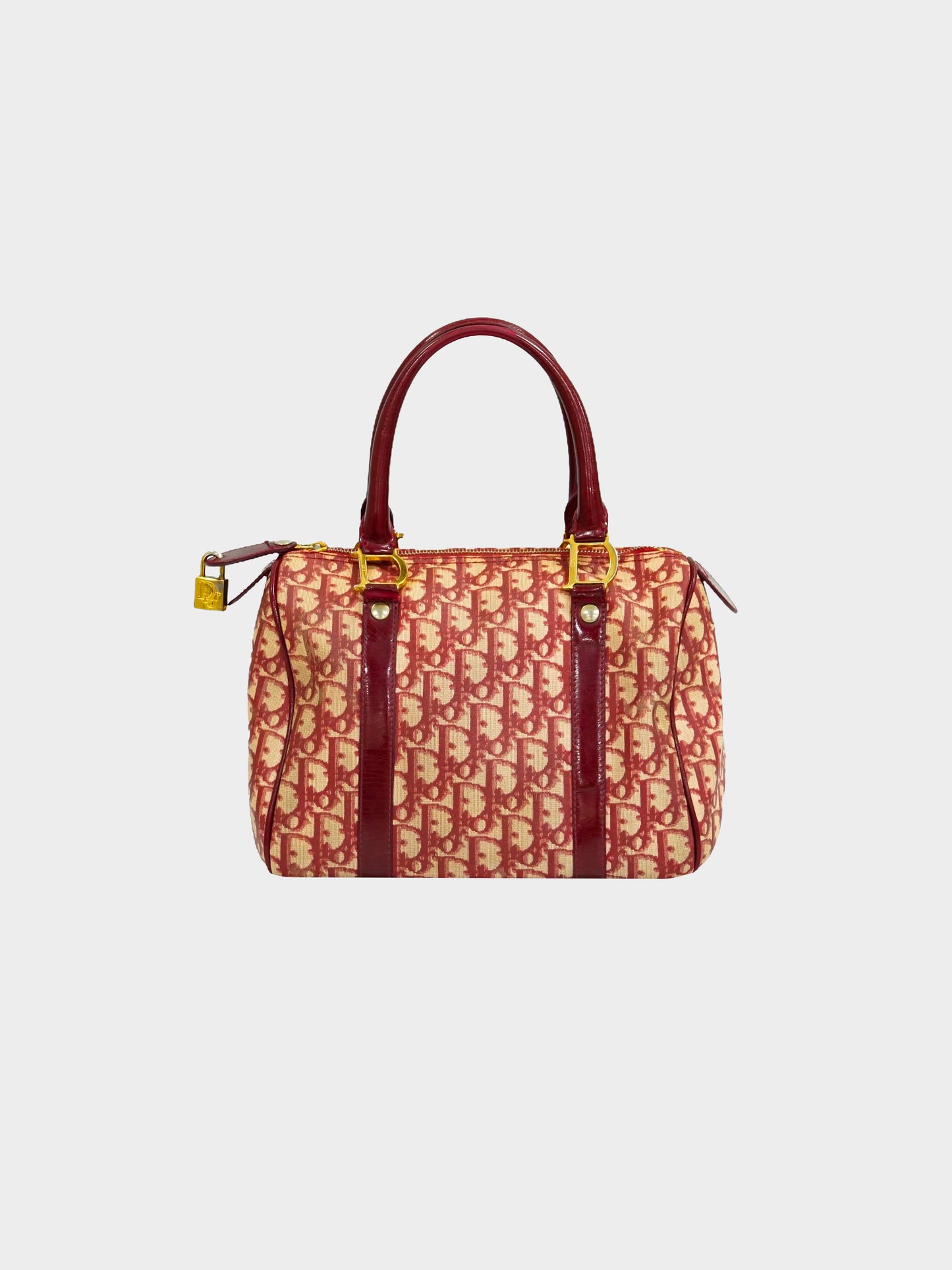 Christian Dior 2002 Red Canvas Trotter Bag