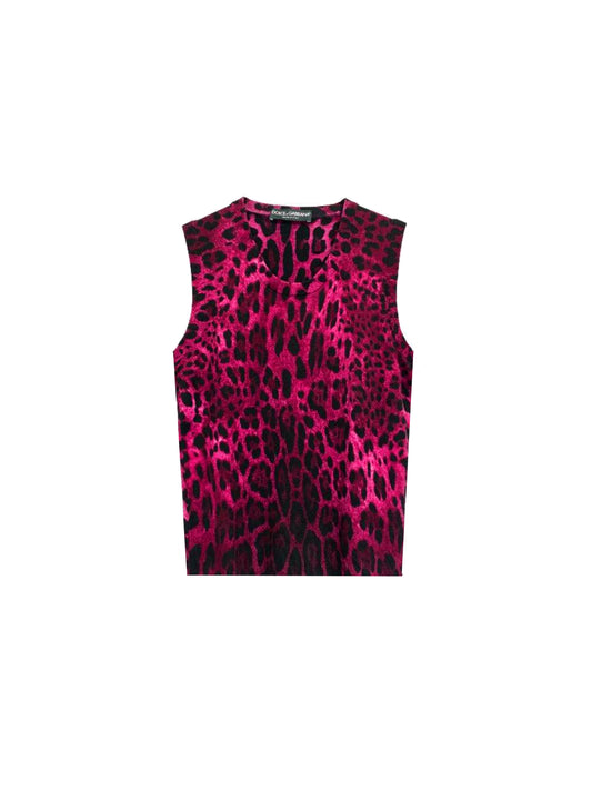 Dolce and Gabbana 2000s Pink Leopard Knit Sweater