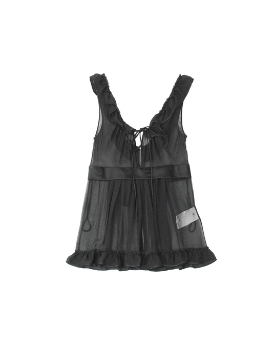 Dolce and Gabbana 2000s Sheer Black Top