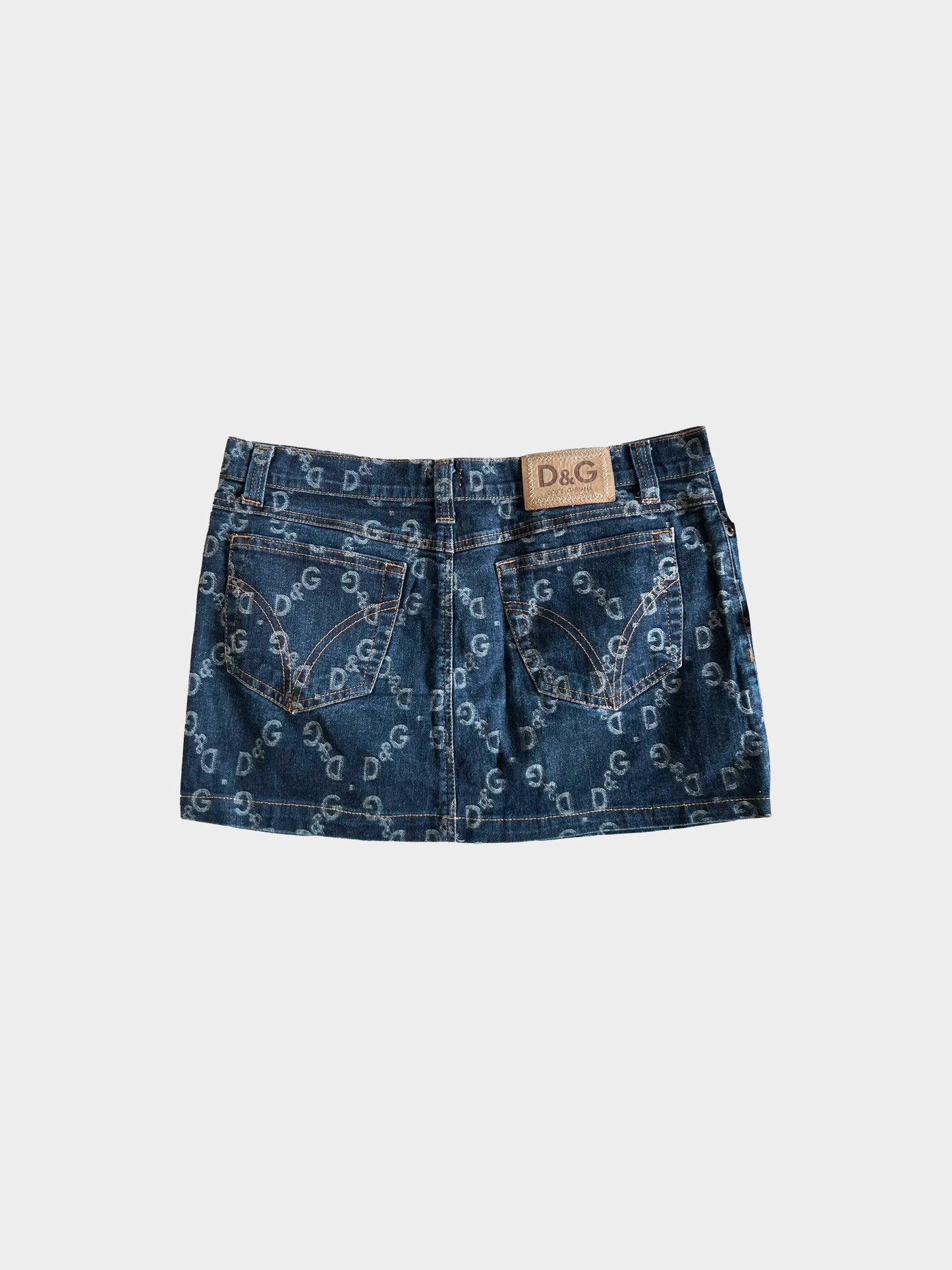 Dolce and Gabbana D&G 2000s Monogram Denim Miniskirt
