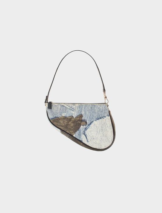 Christian Dior Fall Winter 2001 Denim Saddle Bag