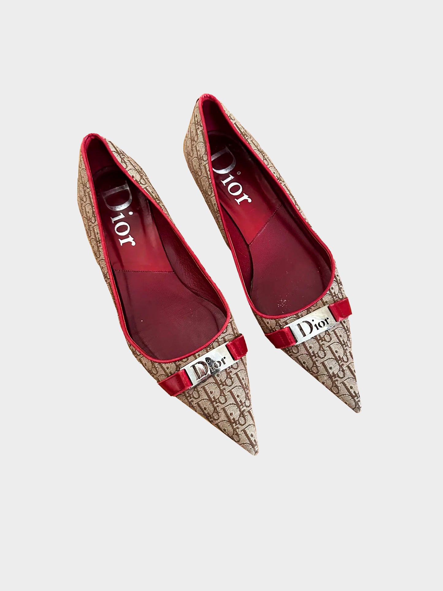 Christian Dior 2000s Monogram Canvas Pointed Toe Ballet Flats