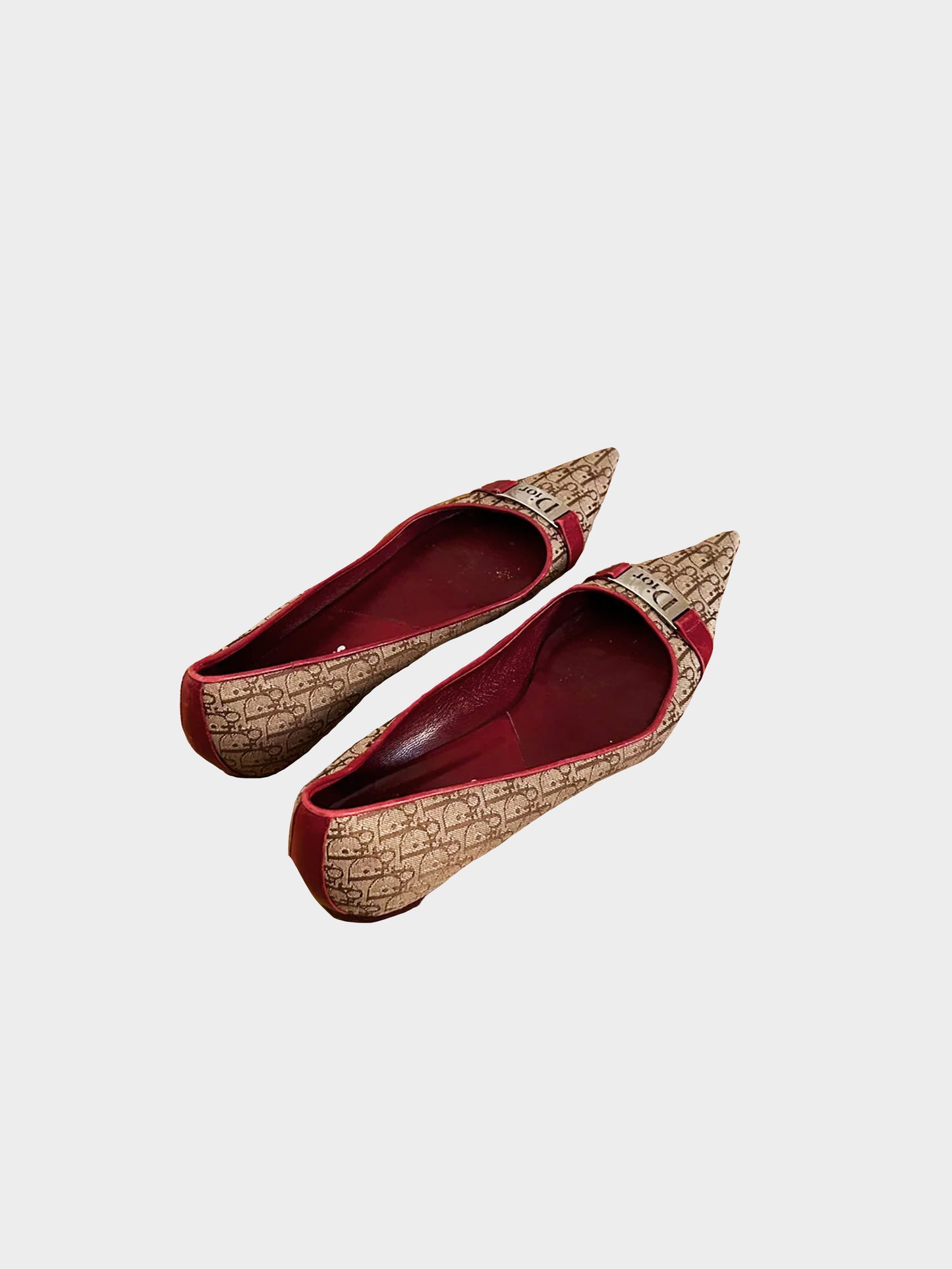 Christian Dior 2000s Monogram Canvas Pointed Toe Ballet Flats