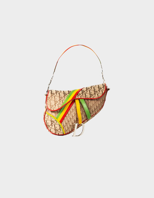 Christian Dior 2004 Rasta Tricolor Saddle Handbag