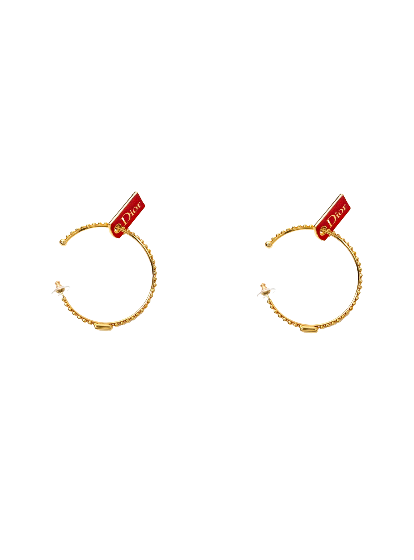 Christian Dior 2000s Red Logo Hoop Earrings