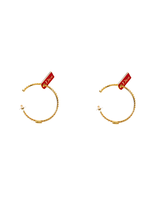 Christian Dior 2000s Red Logo Hoop Earrings