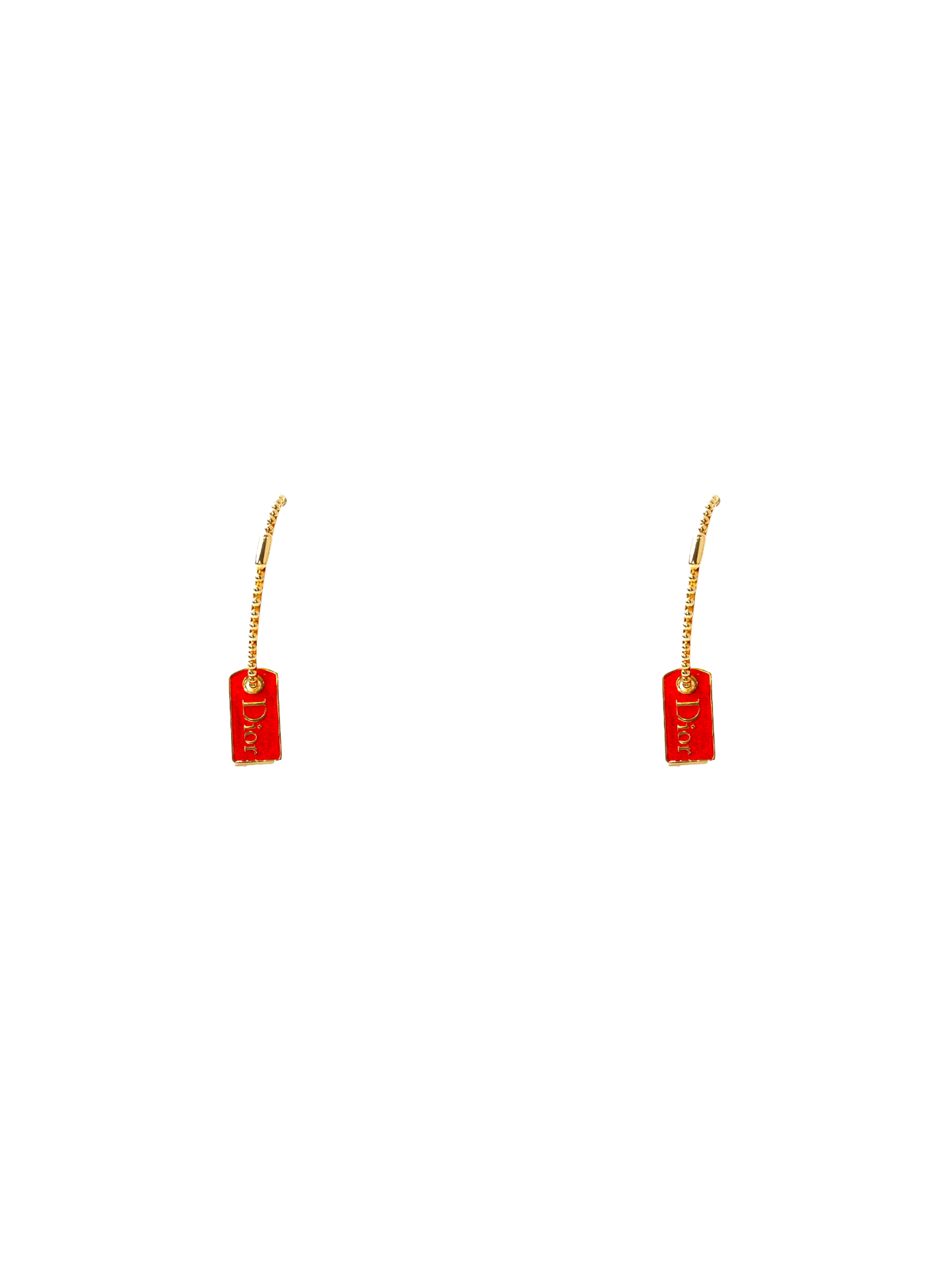 Christian Dior 2000s Red Logo Hoop Earrings