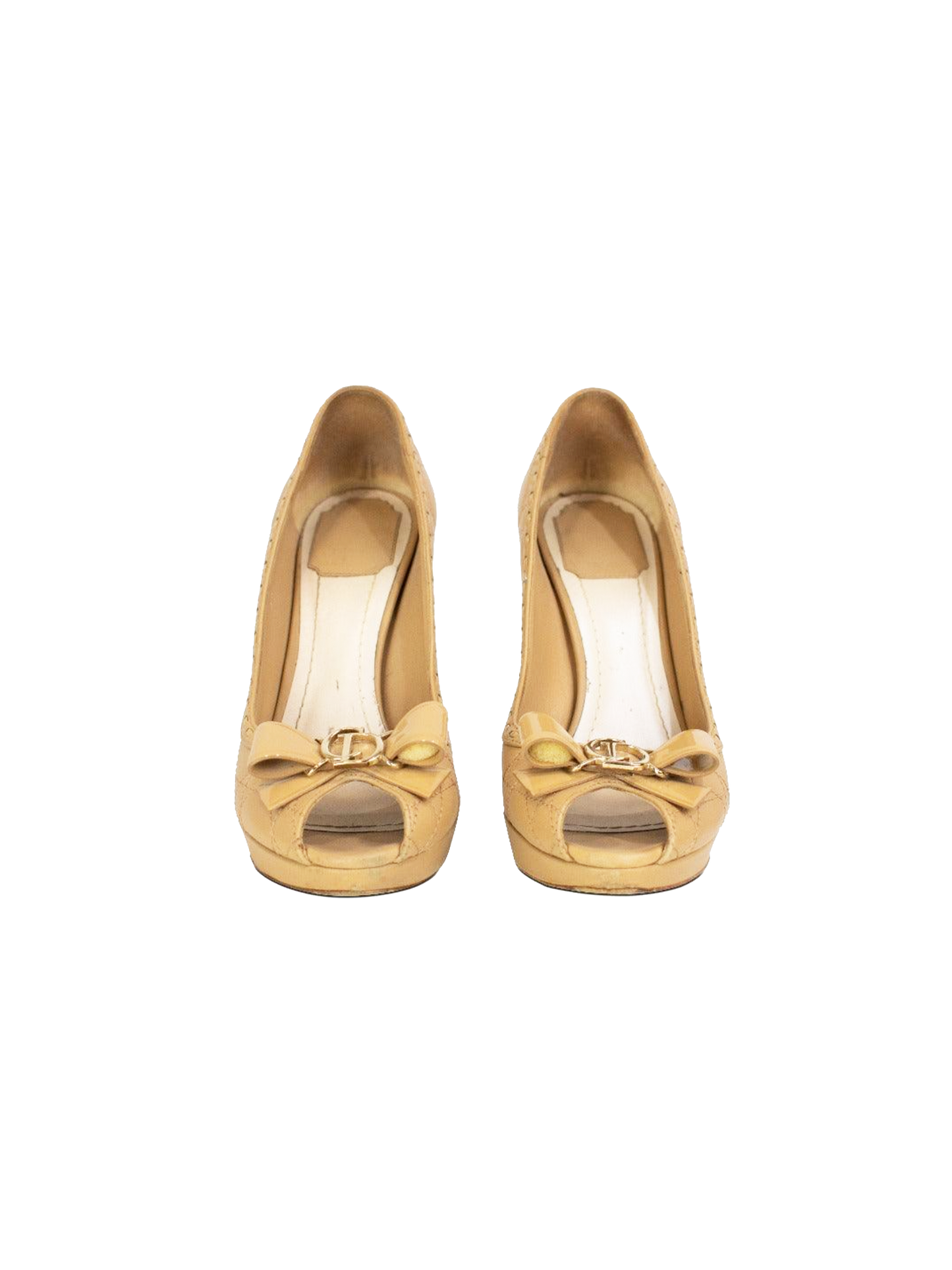 Christian Dior 2010s Tan Quilted Bow Heels