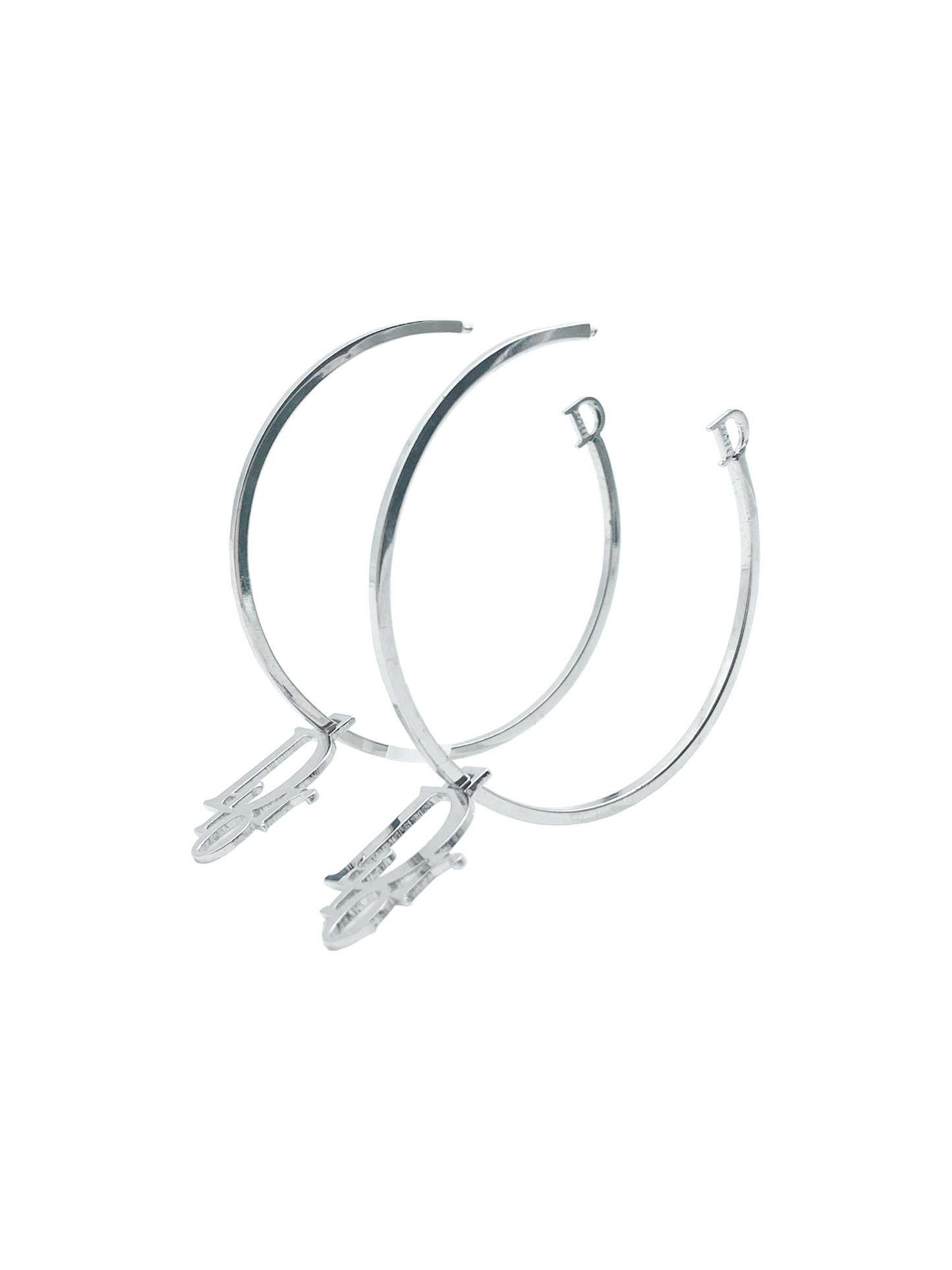Christian Dior 2000s Rare Logo Hoop Silver Earrings