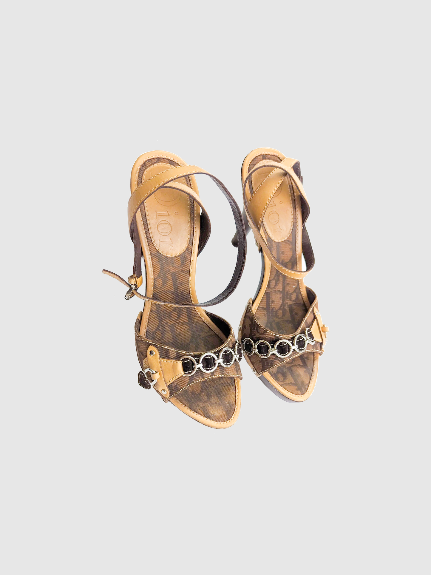 Christian Dior 1992 Brown Monogram Sandals by Galliano