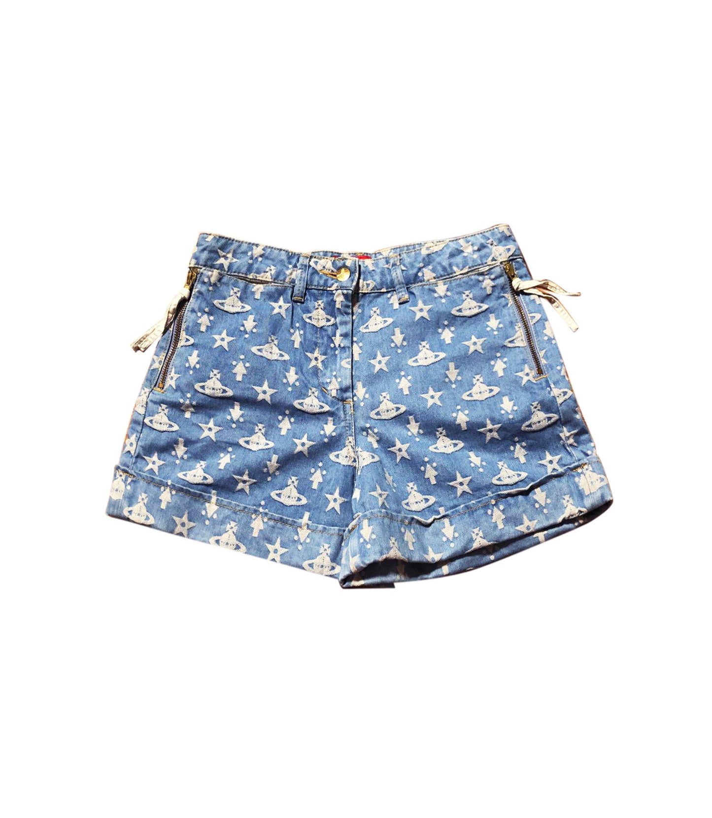 Vivienne Westwood 2000s Monogram Orb Blue Denim Shorts