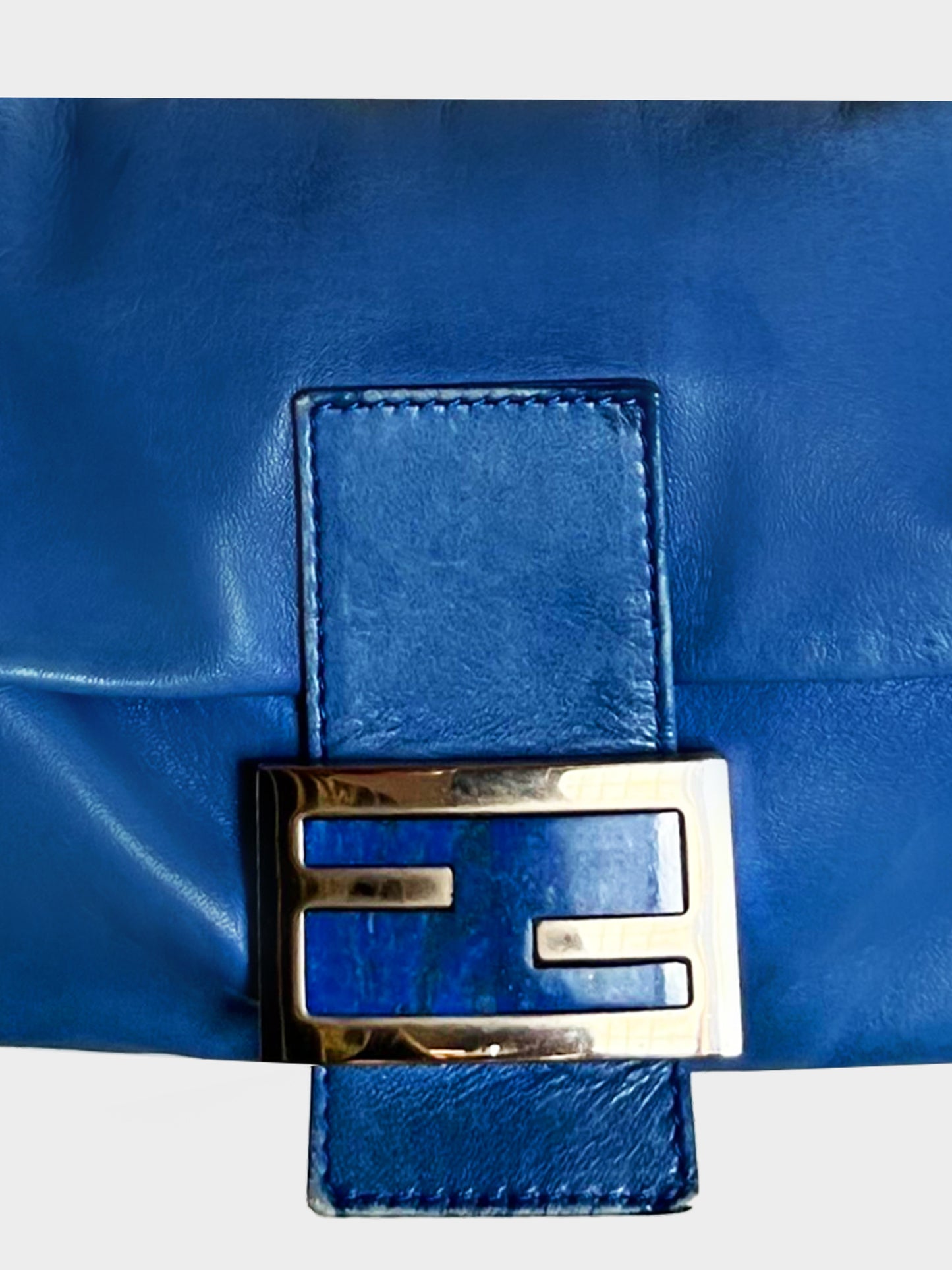 Fendi 1990s Blue Leather Baguette Bag