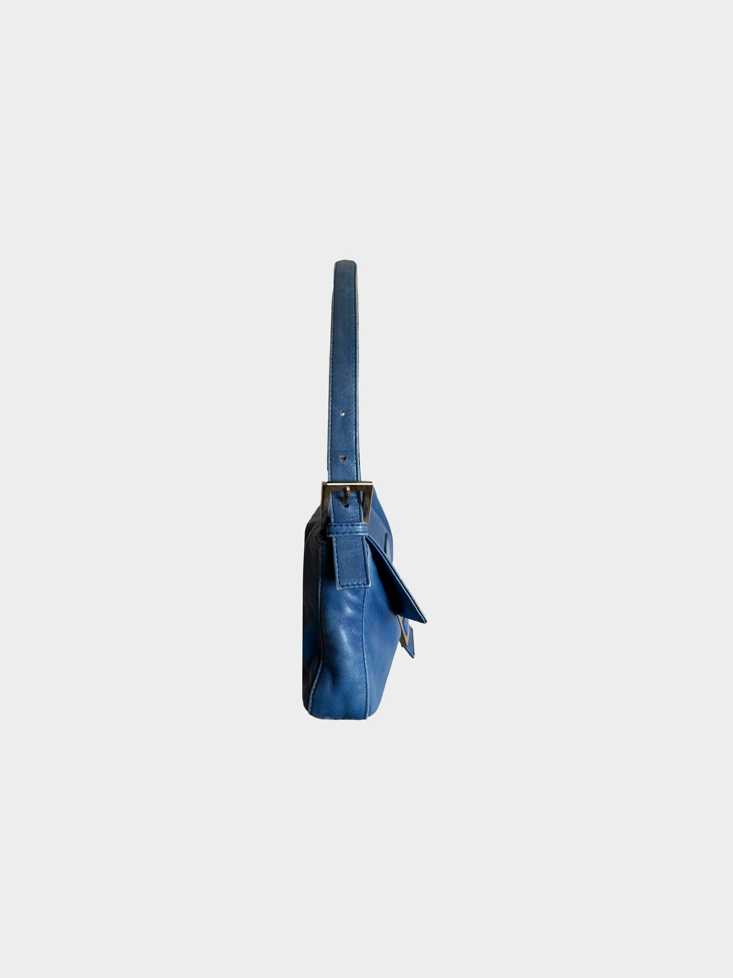 Fendi 1990s Blue Leather Baguette Bag
