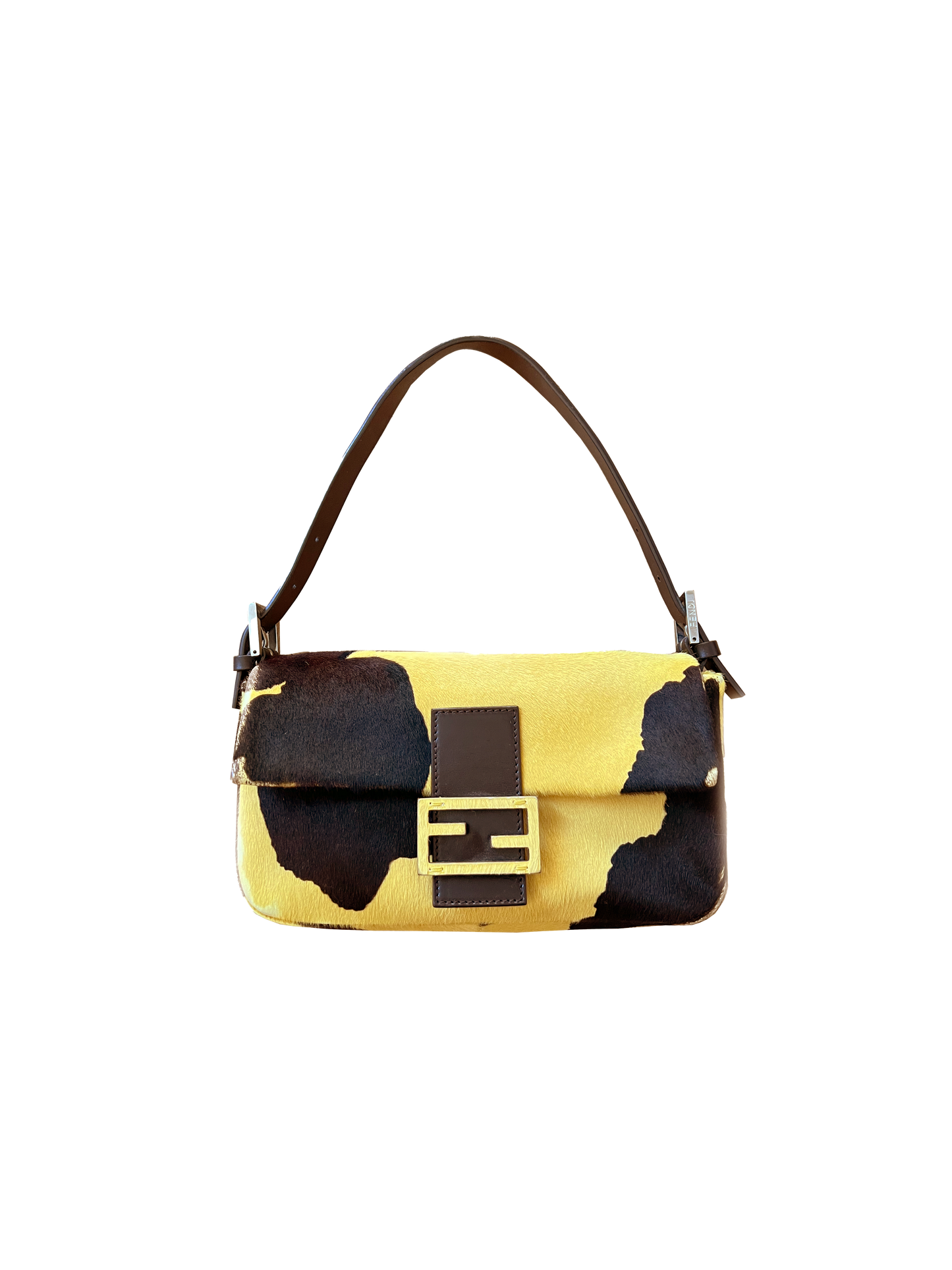 Fendi 2000s Yellow Cow Printed Baguette