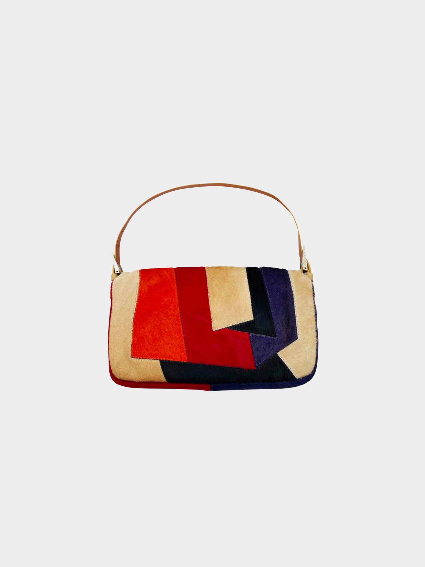 Fendi 2000s Multicolor Ponyhair Patchwork Baguette