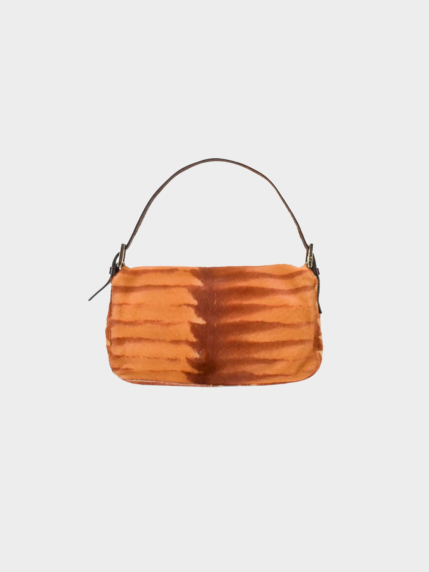 Fendi 2000s Harako Tiger Stripe Pony Calfskin Baguette Bag
