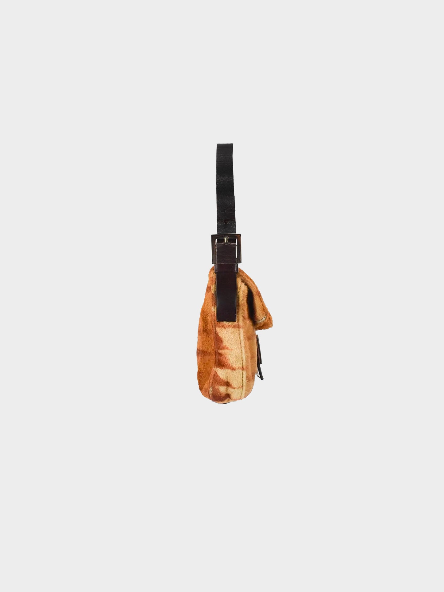 Fendi 2000s Harako Tiger Stripe Pony Calfskin Baguette Bag
