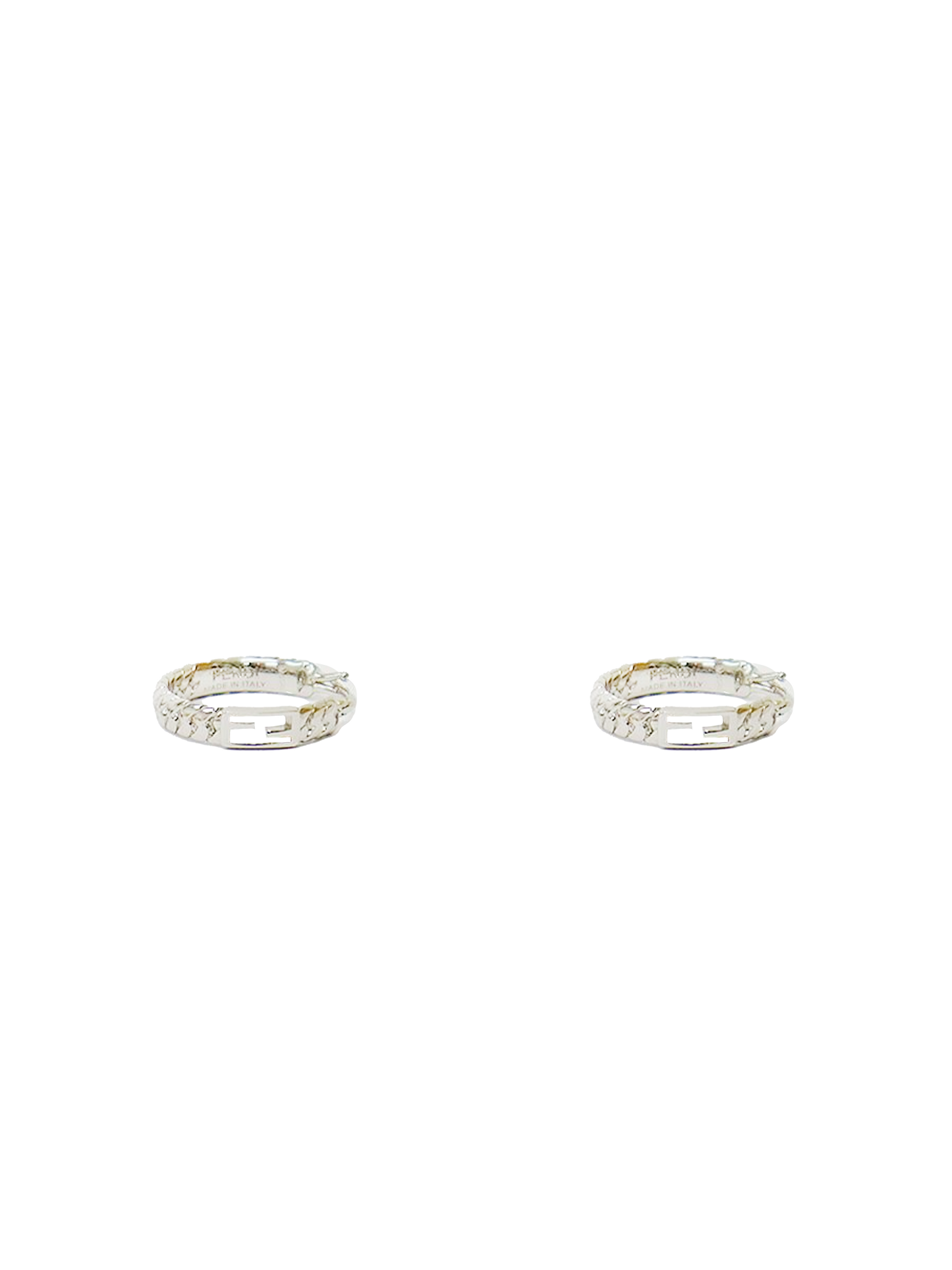 Fendi 2010s Silver Logo Hoop Earrings
