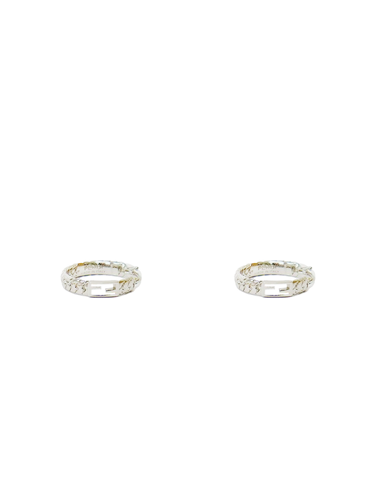 Fendi 2010s Silver Logo Hoop Earrings