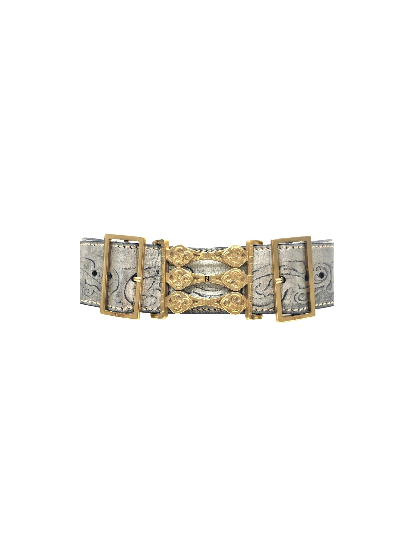 Fendi 2000s Gold Double Buckle Belt