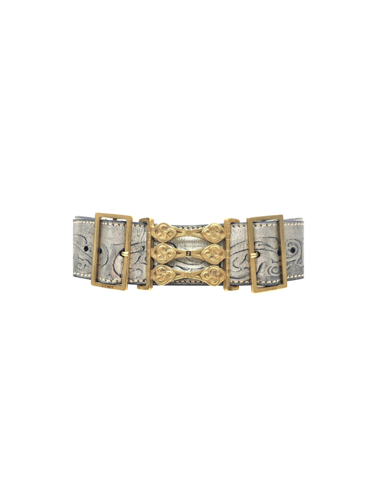 Fendi 2000s Gold Double Buckle Belt