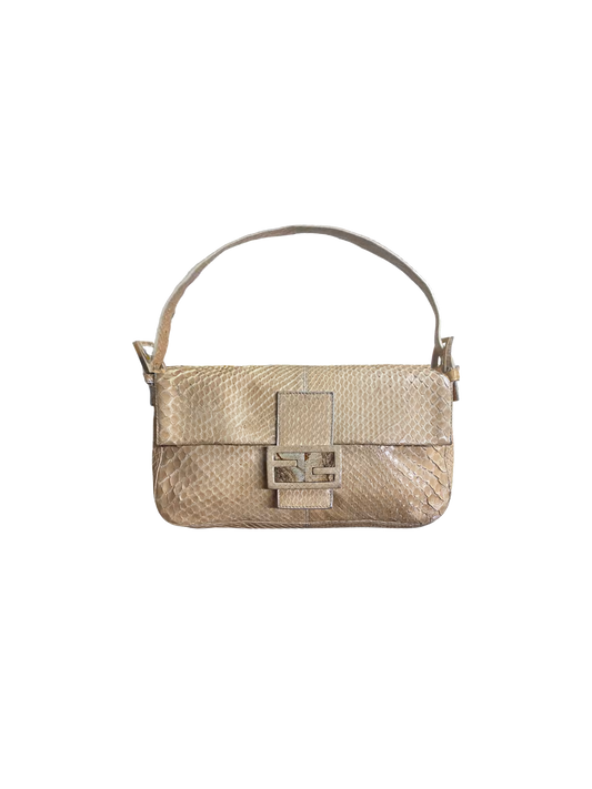 Fendi 2000s Beige Python Baguette