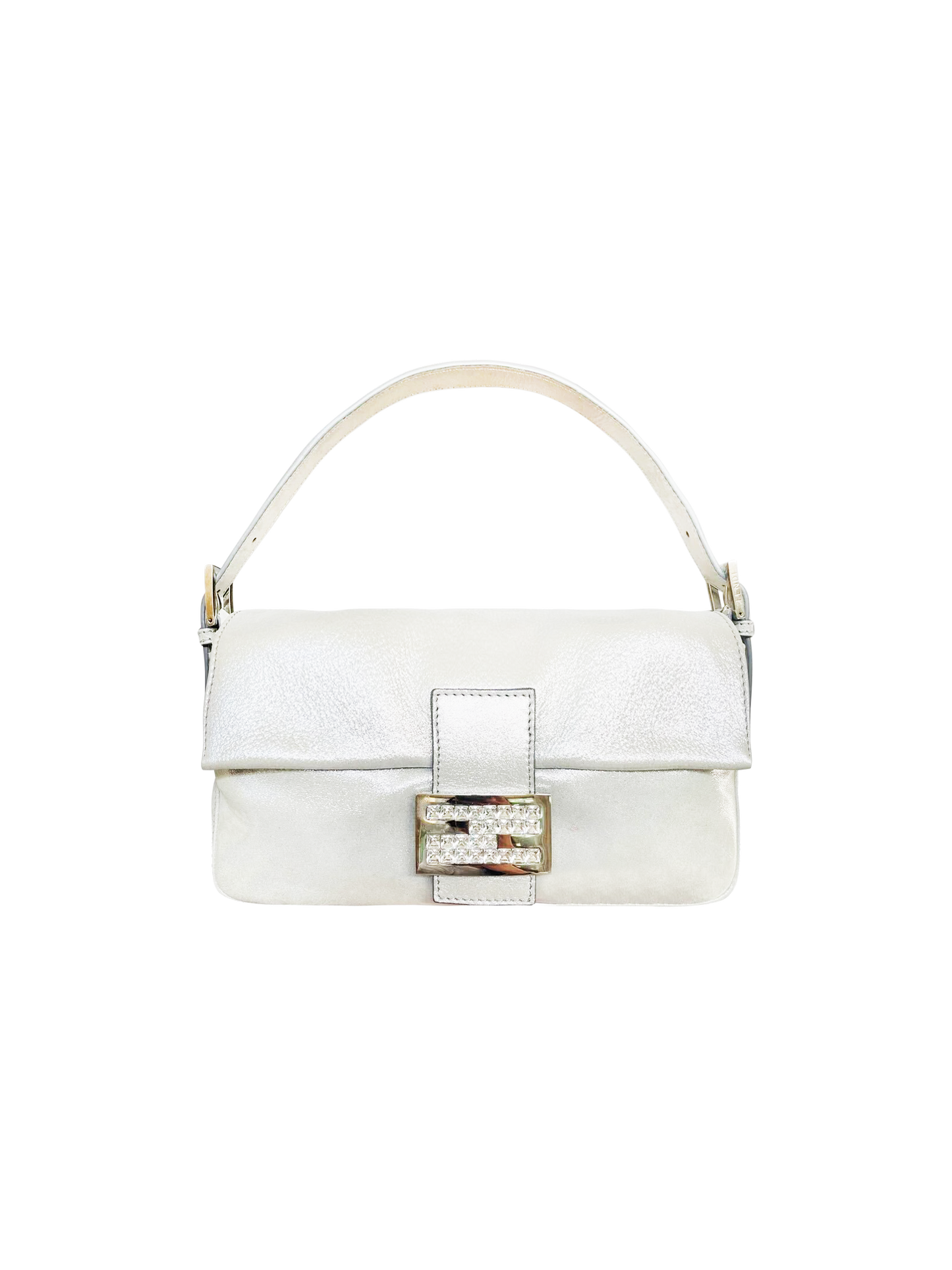 Fendi 2014 Silver Rhinestone Baguette