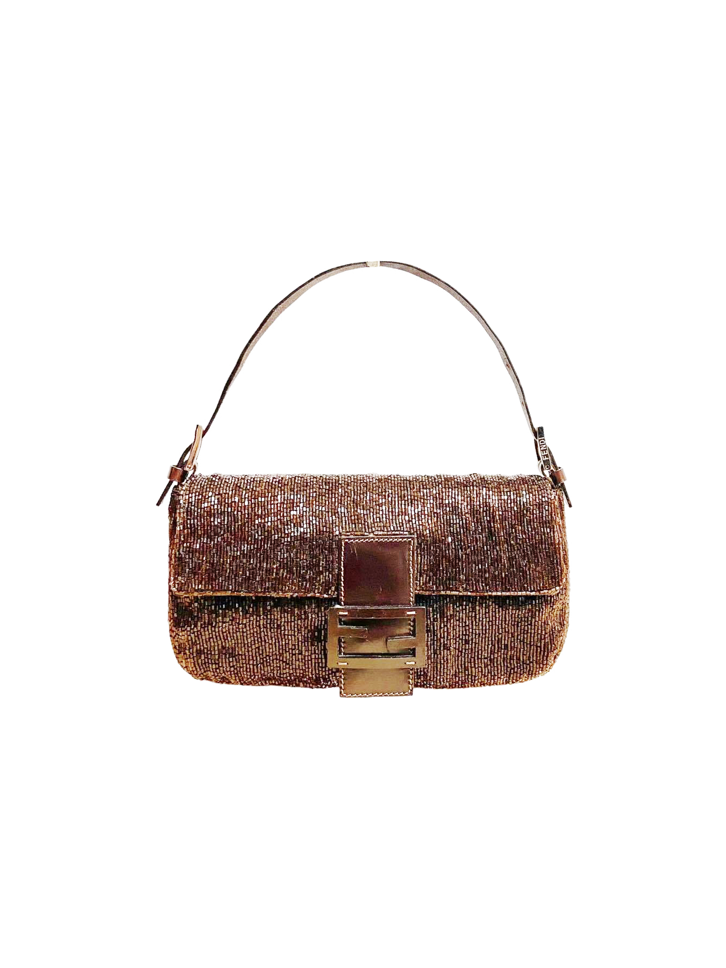 Fendi 2000s Brown Beaded Baguette
