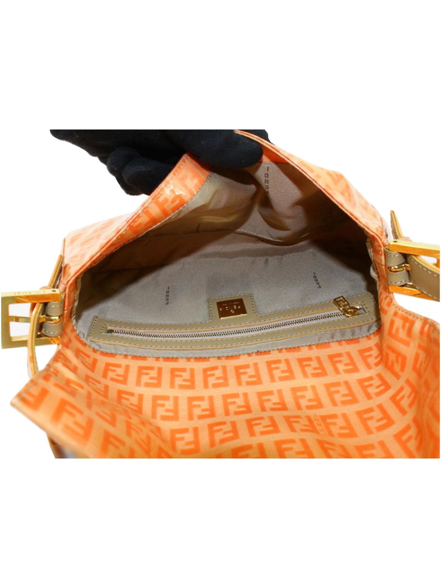 Fendi 2000s Orange Vinyl Zucca Handbag