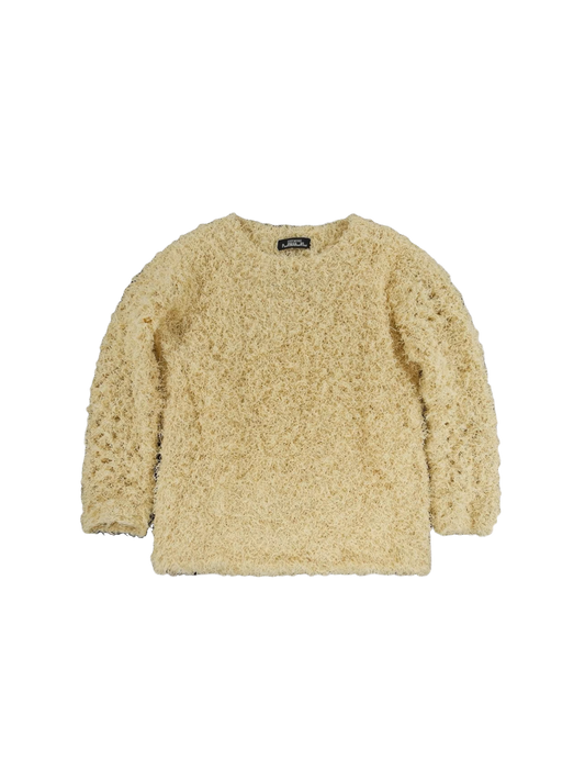 Issey Miyake 2000s Cream Crewneck Fuzzy Sweater