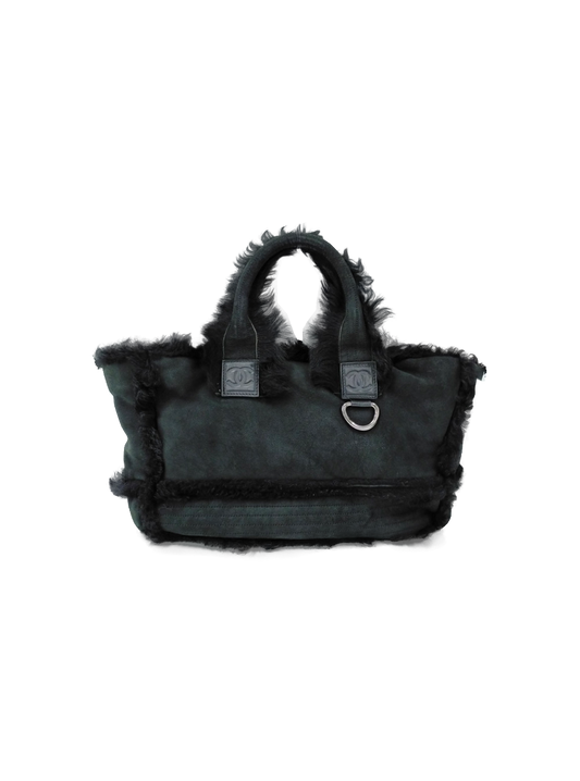 Chanel Sports Black Fur Small Tote
